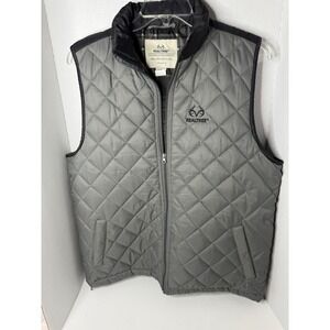 Realtree Mens Quilted Vest Gray Full Zip Sleeveless Jacket Size Large / G